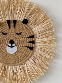 1pc Rattan Woven Cartoon Animal Wall Hanging Decor, Cute& Cozy Home Decorations For Children's Room, Living Room, Bedroom - Multicolor - View 5