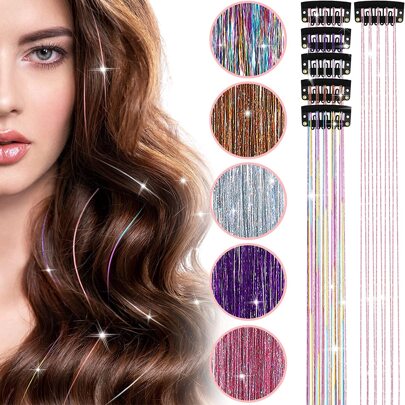 Set of 6 pieces silvery Synthetic Extensions