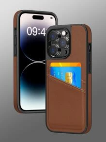 Habyby Pu 皮革手機殼帶卡槽 - 棕色 - 查看 1