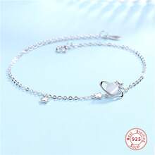 Fashionable S925 Sterling Silver Bracelet For Women With Dreamy Planet Moonstone - White - View 1