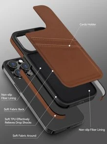 Habyby Pu 皮革手機殼帶卡槽 - 棕色 - 查看 3