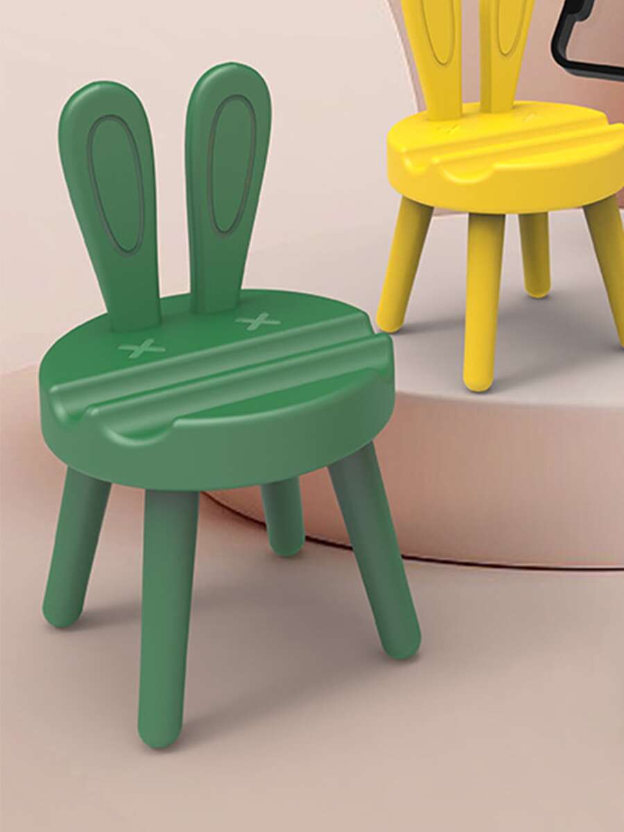 1pc Creative Cute Luxury Green Desktop Decoration Cartoon Rabbit Ears Phone Stand, Portable Mobile Phone Holder Stand With Adjustable Height - Dark Green - View 1