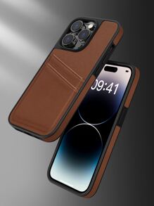 Habyby Pu 皮革手機殼帶卡槽 - 棕色 - 查看 5