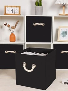 1pc Black Foldable Drawer Style Fabric Storage Box, Clothes Organizer For Wardrobe