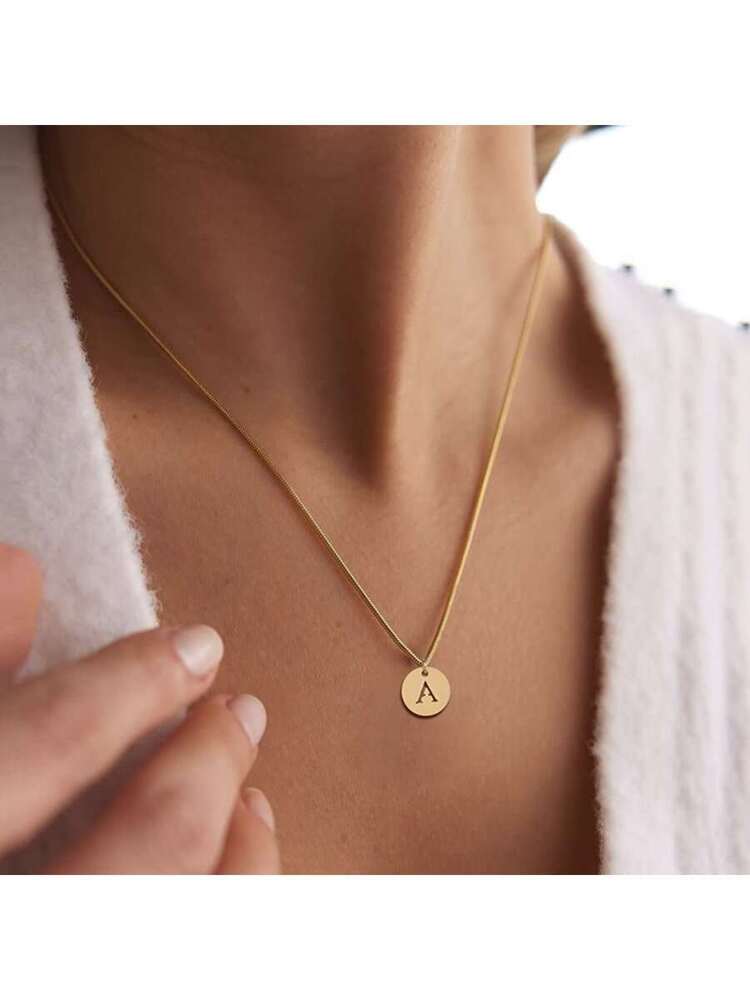 A-Z 26 Initial Necklace Women Stainless Steel Herringbone Chain Necklace For Women Jewelry Gift