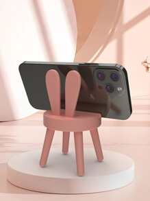 1 Miếng Cao-kết thúc Trang trí máy tính để bàn & Giá đỡ điện thoại Với Phim hoạt hình dễ thương Tai thỏ , Có thể mang đi & Có thể điều chỉnh - Hồng - Xem 2