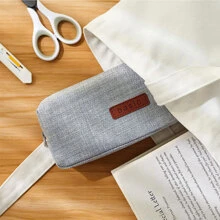 1 Miếng Dung lượng lớn Hộp bút , Văn phòng phẩm Cái túi , Túi bảo quản - Xám - Xem 6