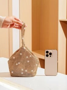 Túi buổi tối nhỏ lấp lánh quyến rũ, sequin, sang trọng, sáng bóng với trang trí bằng kim cương giả Ngọc trai giả, kim cương giả cho cô gái dự tiệc, phụ nữ, cô dâu Hoàn hảo cho bữa tiệc, đám cưới, vũ hội, bữa tối/tiệc, cho - Rượu sâm banh - Xem 6