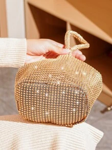 Túi buổi tối nhỏ lấp lánh quyến rũ, sequin, sang trọng, sáng bóng với trang trí bằng kim cương giả Ngọc trai giả, kim cương giả cho cô gái dự tiệc, phụ nữ, cô dâu Hoàn hảo cho bữa tiệc, đám cưới, vũ hội, bữa tối/tiệc, cho - Rượu sâm banh - Xem 3