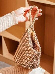 Túi buổi tối nhỏ lấp lánh quyến rũ, sequin, sang trọng, sáng bóng với trang trí bằng kim cương giả Ngọc trai giả, kim cương giả cho cô gái dự tiệc, phụ nữ, cô dâu Hoàn hảo cho bữa tiệc, đám cưới, vũ hội, bữa tối/tiệc, cho - Rượu sâm banh - Xem 5