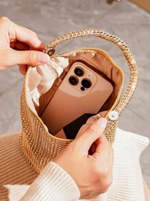 Túi buổi tối nhỏ lấp lánh quyến rũ, sequin, sang trọng, sáng bóng với trang trí bằng kim cương giả Ngọc trai giả, kim cương giả cho cô gái dự tiệc, phụ nữ, cô dâu Hoàn hảo cho bữa tiệc, đám cưới, vũ hội, bữa tối/tiệc, cho - Rượu sâm banh - Xem 8