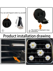 5pcs Flower Decor Car Air Outlet Clip - Multicolor - View 5