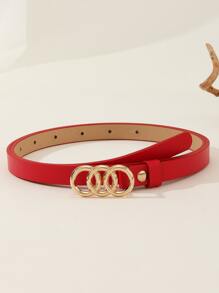 1 chiếc thắt lưng eo thon gọn thời trang dành cho nữ có khóa 3 vòng, phụ kiện thắt lưng thời trang cho trang phục mùa hè, mùa hè, mùa thu, mùa đông, Halloween - Đỏ - Xem 2