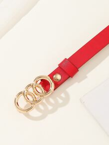 1 chiếc thắt lưng eo thon gọn thời trang dành cho nữ có khóa 3 vòng, phụ kiện thắt lưng thời trang cho trang phục mùa hè, mùa hè, mùa thu, mùa đông, Halloween - Đỏ - Xem 4