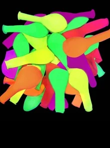 100入組12英寸(30公分)紫外線霓虹氣球黑光發光派對氣球5種顏色螢光乳膠氣球用於黑光派對、生日、婚禮霓虹派對裝飾用品 - 彩色 - 查看 8