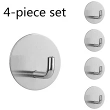 4pcs Nhiệm vụ nặng nề Không thấm nước Keo dán Gương sen Móc Đối với Treo Quả bóng tắm , Khăn mặt , Quần áo , Có thể tháo rời Dính Móc treo tường Cửa Móc , Thép không gỉ , Đen - Bạc - Xem 2