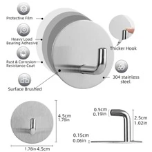 4pcs Nhiệm vụ nặng nề Không thấm nước Keo dán Gương sen Móc Đối với Treo Quả bóng tắm , Khăn mặt , Quần áo , Có thể tháo rời Dính Móc treo tường Cửa Móc , Thép không gỉ , Đen - Bạc - Xem 4