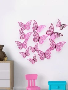 Pink Paper Butterfly Wall Stickers, Home Decor - Pink - View 4