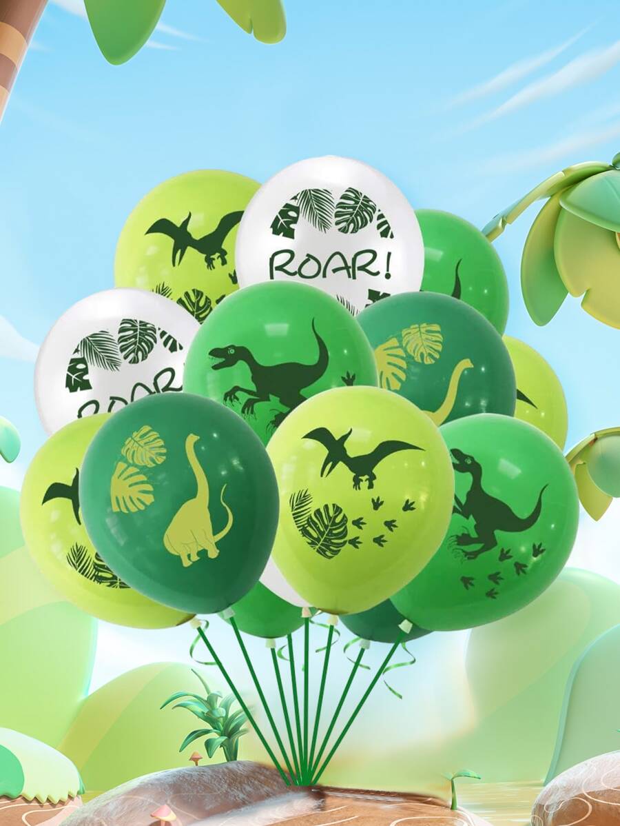 20pcs Dinosaur Latex Balloons, Party Decorative Balloons, Birthday Party Supplies, Dinosaur Theme Party Balloons Back To School Valentine Day