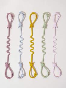 1 pieza Cadena de sujeción de chupete de silicona larga, juguetes de dentición, clip colgante de chupete de bebé para cochecito, cuna, color aleatorio - Multicolor - Ver 4