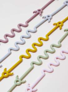 1 pieza Cadena de sujeción de chupete de silicona larga, juguetes de dentición, clip colgante de chupete de bebé para cochecito, cuna, color aleatorio - Multicolor - Ver 7