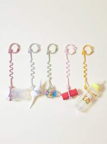 1 pieza Cadena de sujeción de chupete de silicona larga, juguetes de dentición, clip colgante de chupete de bebé para cochecito, cuna, color aleatorio - Multicolor - Ver 3