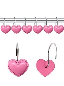 12pcs Heart Shaped Shower Curtain Hook - Pink - View 10