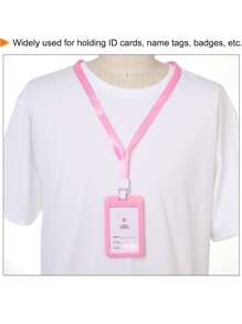 5入組塑料ID徽章夾，超厚防水卡夾，遊輪卡名牌徽章夾，護士，辦公室和學校 - 粉色 - 查看 7