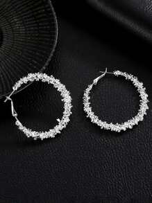 1 Đôi bông tai khoen tròn thanh lịch, khắc tên theo sở thích, thích hợp làm quà tặng dự tiệc - Màu Bạc Cổ - Xem 6