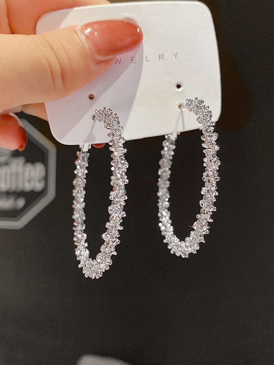 1 Đôi bông tai khoen tròn thanh lịch, khắc tên theo sở thích, thích hợp làm quà tặng dự tiệc - Màu Bạc Cổ - Xem 1