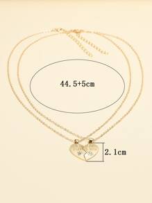 2 件最佳朋友心形锁骨链吊坠友谊卡项链适合亲密朋友情人节、妈妈、母亲、母亲节、礼物 - 金黃色 - 查看 4