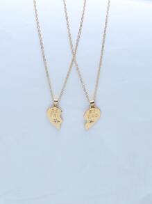 2 件最佳朋友心形锁骨链吊坠友谊卡项链适合亲密朋友情人节、妈妈、母亲、母亲节、礼物 - 金黃色 - 查看 3