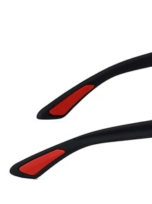 1pc Classic Retro Casual Sports Plated Real REVO Lens Fashion Fashion Glasses, Matte Texture Coating, Nose Bridge Lock Design With Rubber Non-Slip Temple Tips [Free: Lanyard, Carrying Case, Cleaning Cloth] - Black - View 6