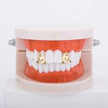 European & American Hiphop Fashion Accessory Single Tooth Cap, Heart Design, Including Adhesive - Yellow Gold - View 1