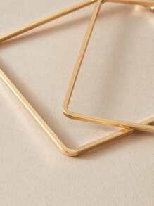 1 对时尚夸张不对称几何方形大环耳环，适合女士 - 誇張不規則幾何方形女士大耳圈耳飾 - 查看 3