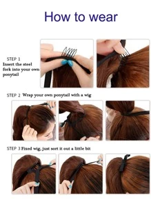 14 Inch/18 Inch/22 Inch Synthetic Drawstring Ponytail Clip In Ponytail Hair Extensions Pony Tail For Women - Black - View 9