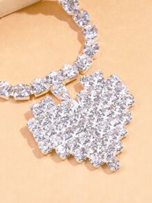 1pc Glamorous Rhinestone Heart Charm Waist Chain For Women For Body Decoration - Silver - View 5