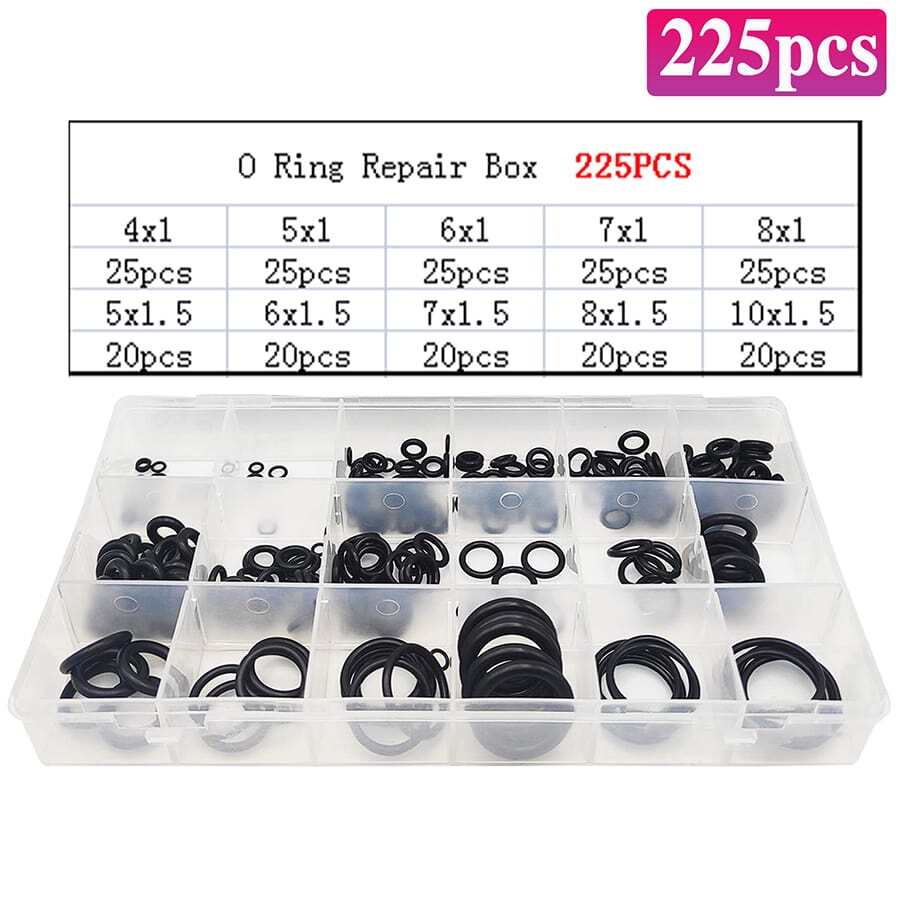 225pcs Rubber O-ring Gasket Assortment Kit, Nbr High Pressure O-ring For Water Tap Valve Sealing - Army Green - View 1