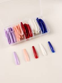 Nhấn Móng tay , Siêu dài Móng Tay Móng tay giả Đầy màu sắc Acrylic Sai Đầu Móng Tay Bộ dụng cụ 12 Kích thước 120 Keo dính Móng tay Làm móng tay - Nhiều màu - Xem 3