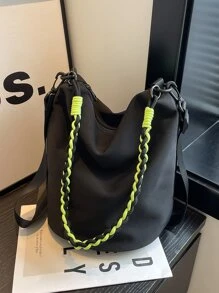 MOBAOFANG New Fashion Women's Simple Large Capacity Barrel Shoulder Bag, All-match - Black - View 1