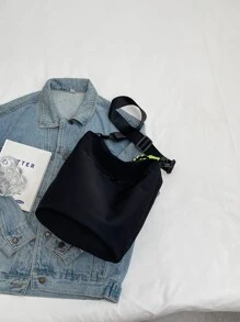 MOBAOFANG New Fashion Women's Simple Large Capacity Barrel Shoulder Bag, All-match - Black - View 6