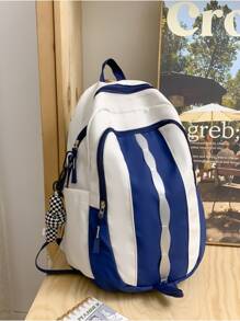 Mochila ligera, portátil del estudiante de las mujeres de moda con características múltiples - Azul y blanco - Ver 1