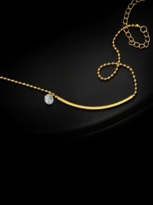 Nooxian 1pc Simple Stainless Steel Anklet Suitable For Women - Yellow Gold - View 5