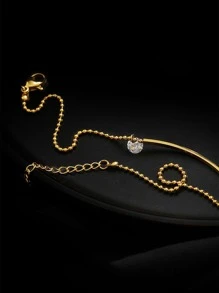 Nooxian 1pc Simple Stainless Steel Anklet Suitable For Women - Yellow Gold - View 3