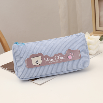 1 pezzo poliestere Astuccio , simpatico cartone animato orso e lettera Organizzatore di cancelleria per ufficio per la scuola teenager