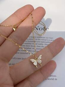 1 Máy Tính 2 Lớp Dát Kim Cương Giả Bướm Vòng Cổ Cho Nữ, Phụ Kiện Thời Trang Cho Đám Cưới/Ngày/Mua Sắm/Mặc Hàng Ngày - Vàng - Xem 2