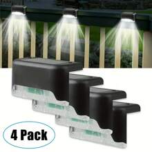 4pcs Solar Powered Waterproof Led Deck Lights For Outdoor Stair, Fence, Railing - Black - View 1