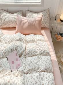 3入組雙層滌綸紫色圖案被套套裝帶拉鍊閉合,包括2極其柔軟的&舒服的,合適的適用於全部 - 粉色 - 查看 4