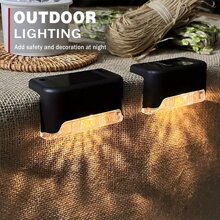 4pcs Solar Powered Waterproof Led Deck Lights For Outdoor Stair, Fence, Railing - Black - View 2