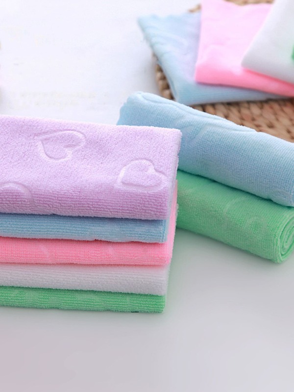 5pcs/Set Five Color Children's Home Use Handkerchief, Ultra-Fine Fiber Bear Embossed Soft Absorbent Towel For Beauty Salon Home Bathroom